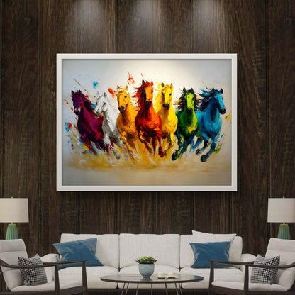 Seven Horses Vastu Premium Canvas Painting