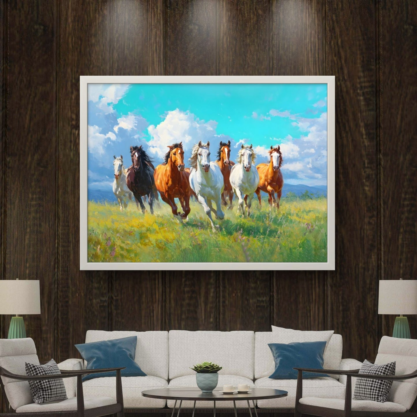 Seven Horses Vastu Premium Canvas Painting - Buy Online | Decor By Neon