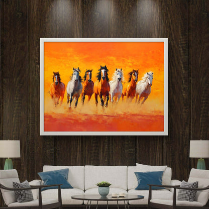 Seven Horses Vastu Premium Canvas Painting