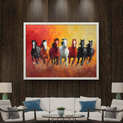 Seven Horses Vastu Premium Canvas Painting