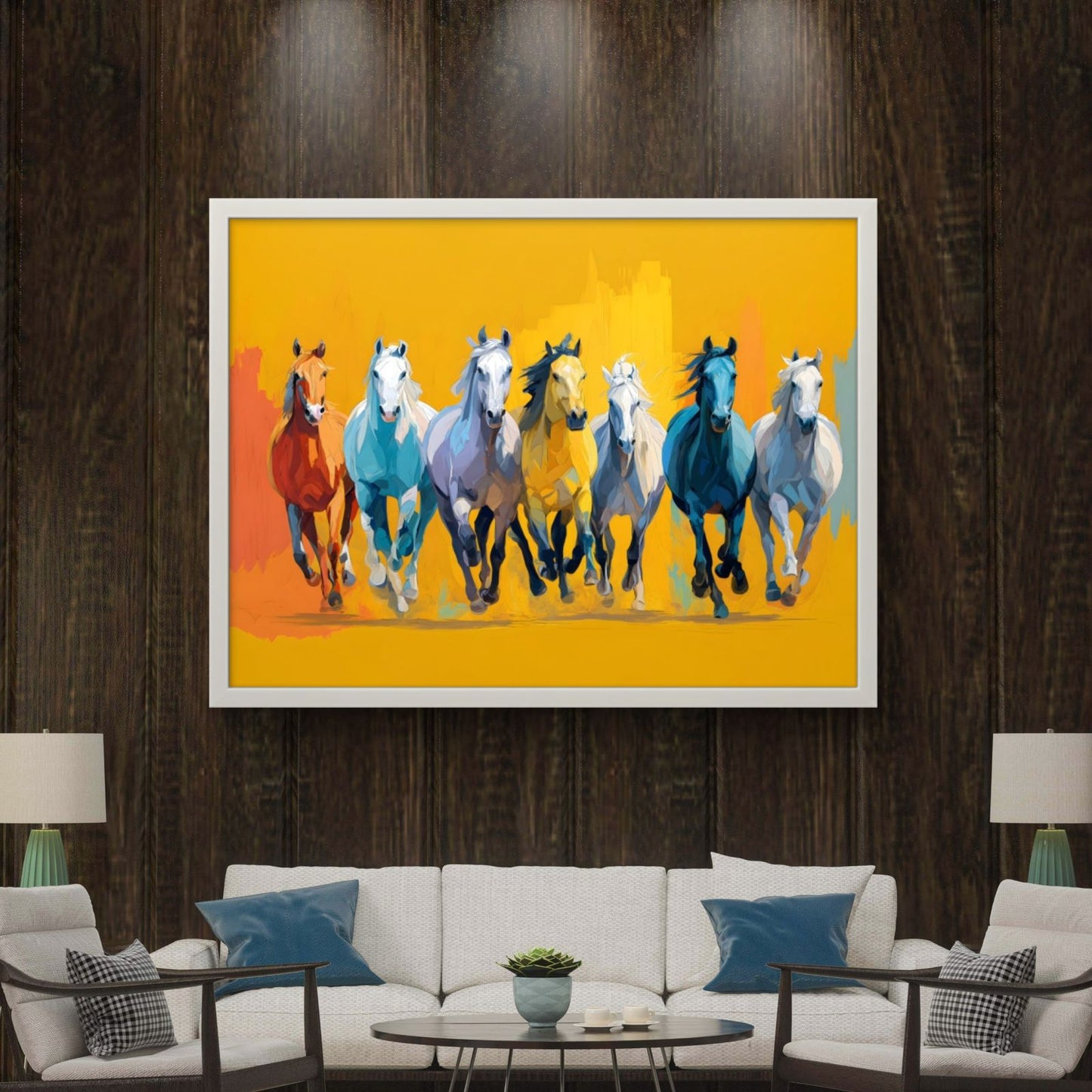Seven Horses Vastu Premium Canvas Painting - Buy Online | Decor By Neon