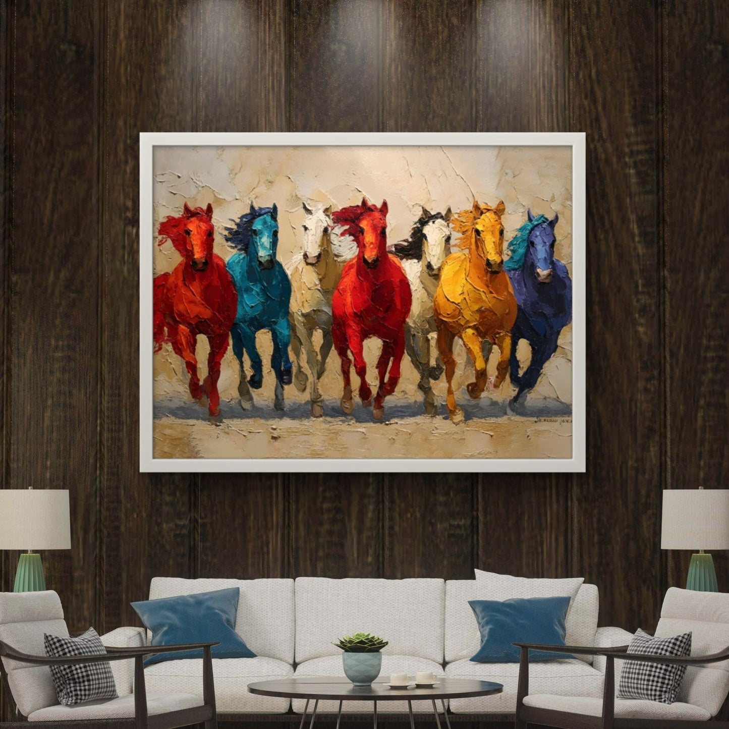 Seven Horses Vastu Premium Canvas Painting - Buy Online | Decor By Neon