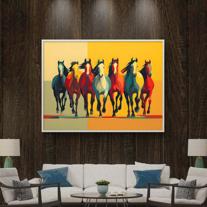 Seven Horses Vastu Premium Canvas Painting