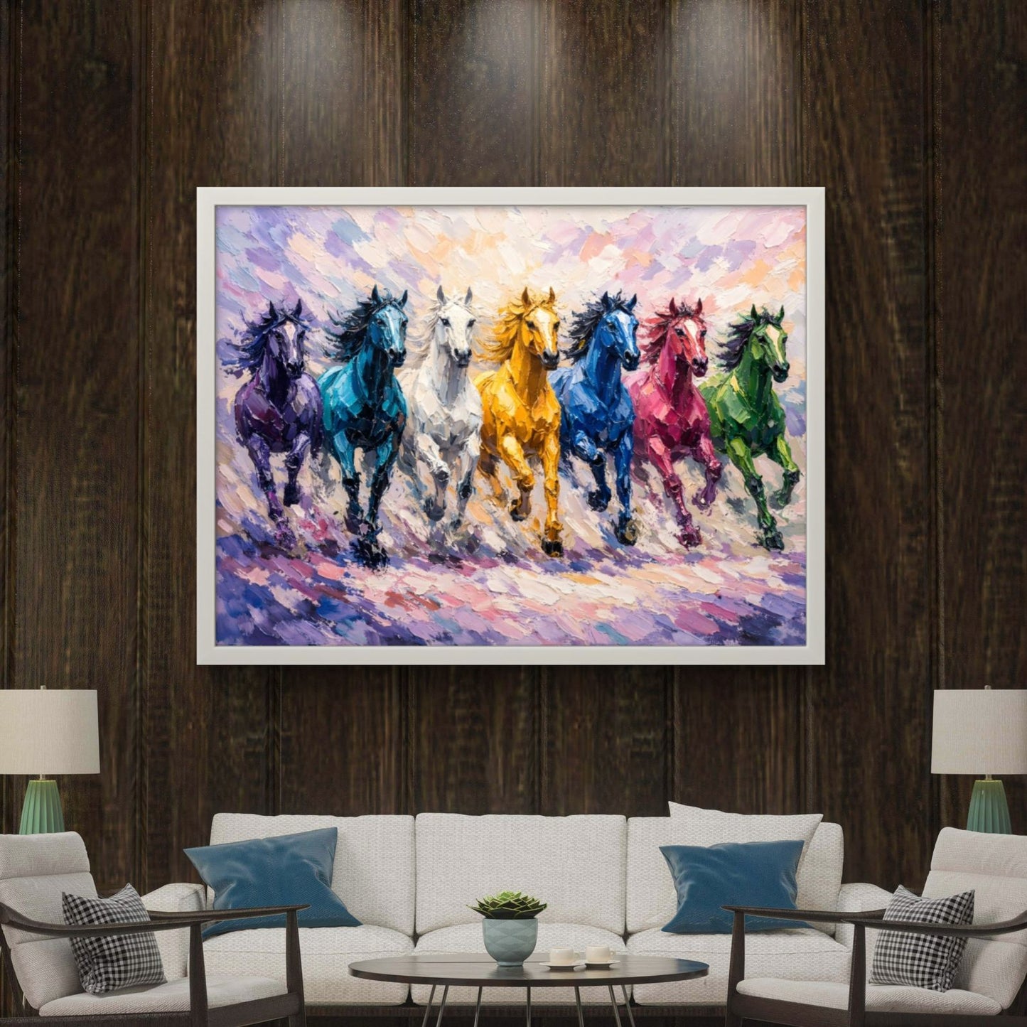 Seven Horses Vastu Premium Canvas Painting - Buy Online | Decor By Neon
