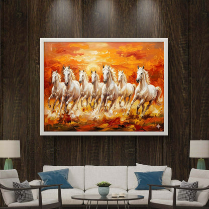 Seven Horses Vastu Premium Canvas Painting