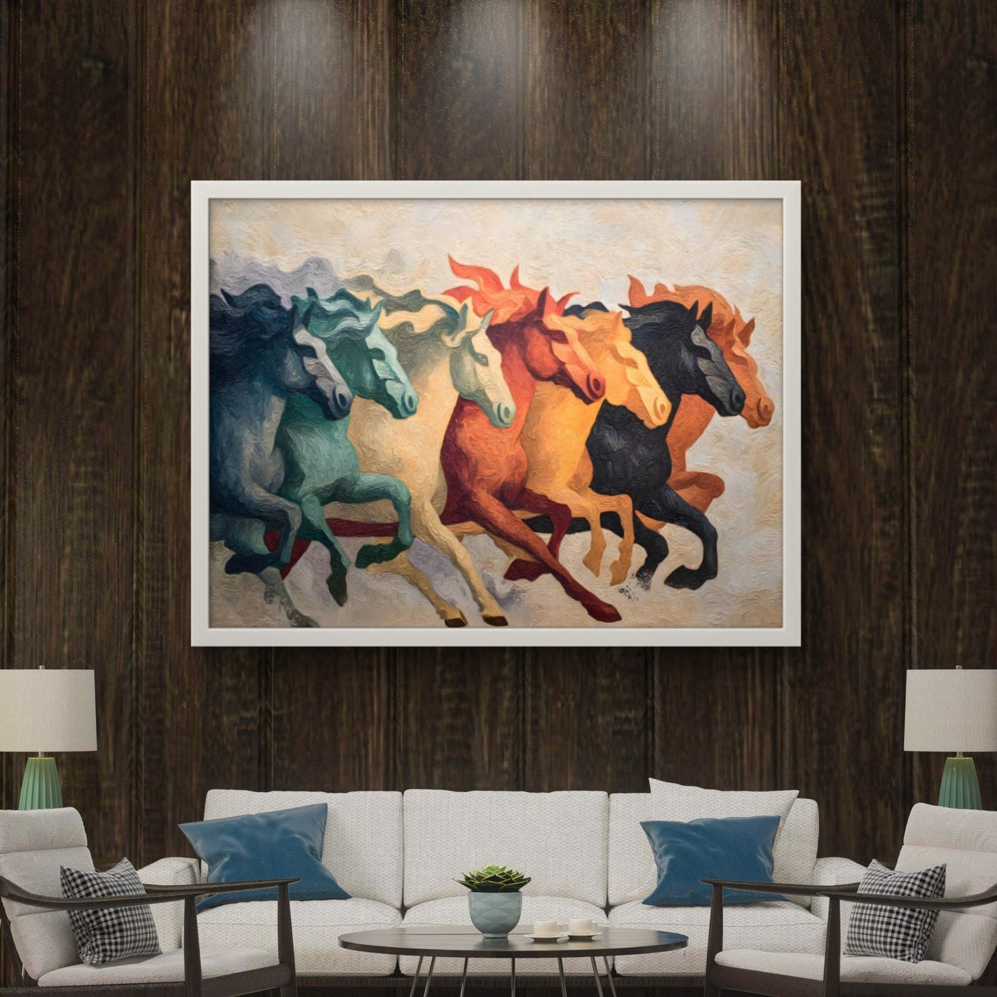 Seven Horses Vastu Premium Canvas Painting - Buy Online | Decor By Neon