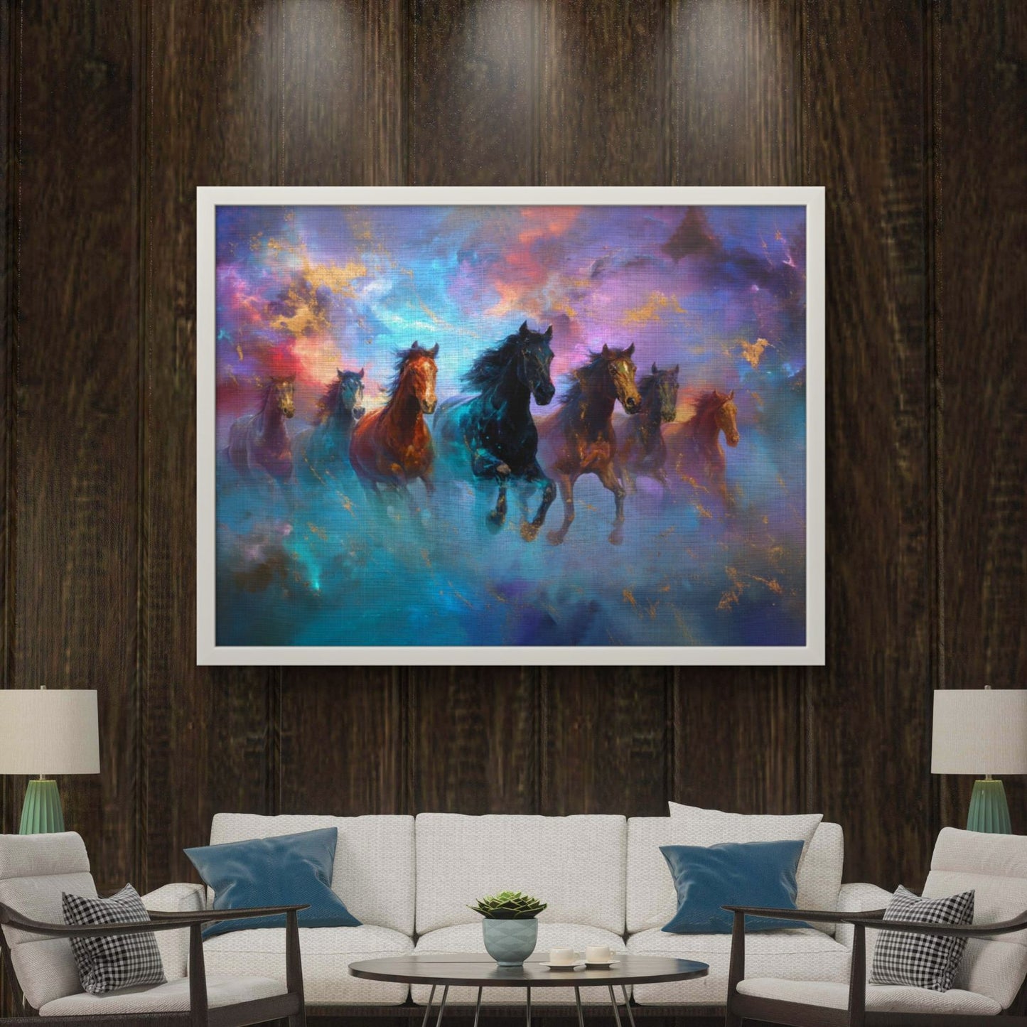 Seven Horses Vastu Premium Canvas Painting - Buy Online | Decor By Neon