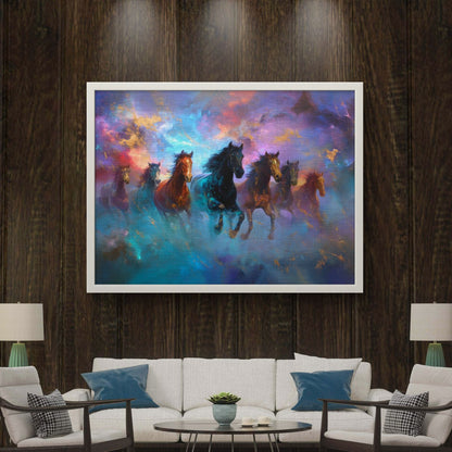 Seven Horses Vastu Premium Canvas Painting