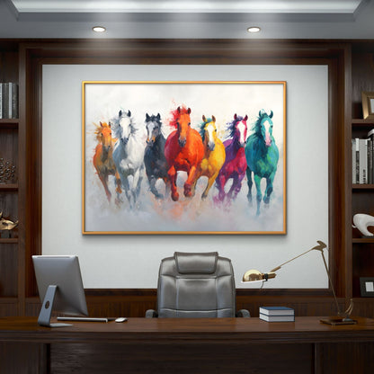 Seven Horses Vastu Premium Canvas Painting
