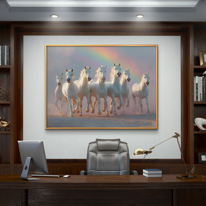 Seven Horses Vastu Premium Canvas Painting