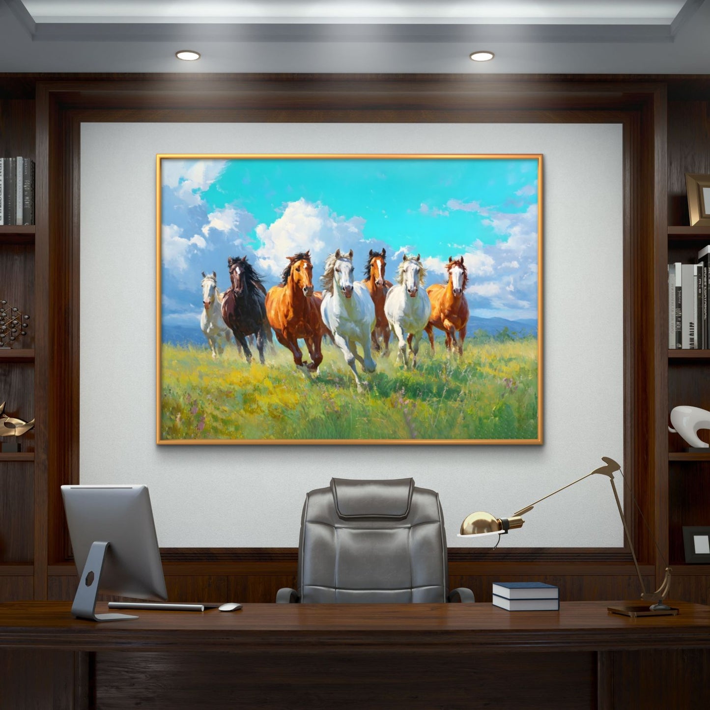 Seven Horses Vastu Premium Canvas Painting - Buy Online | Decor By Neon