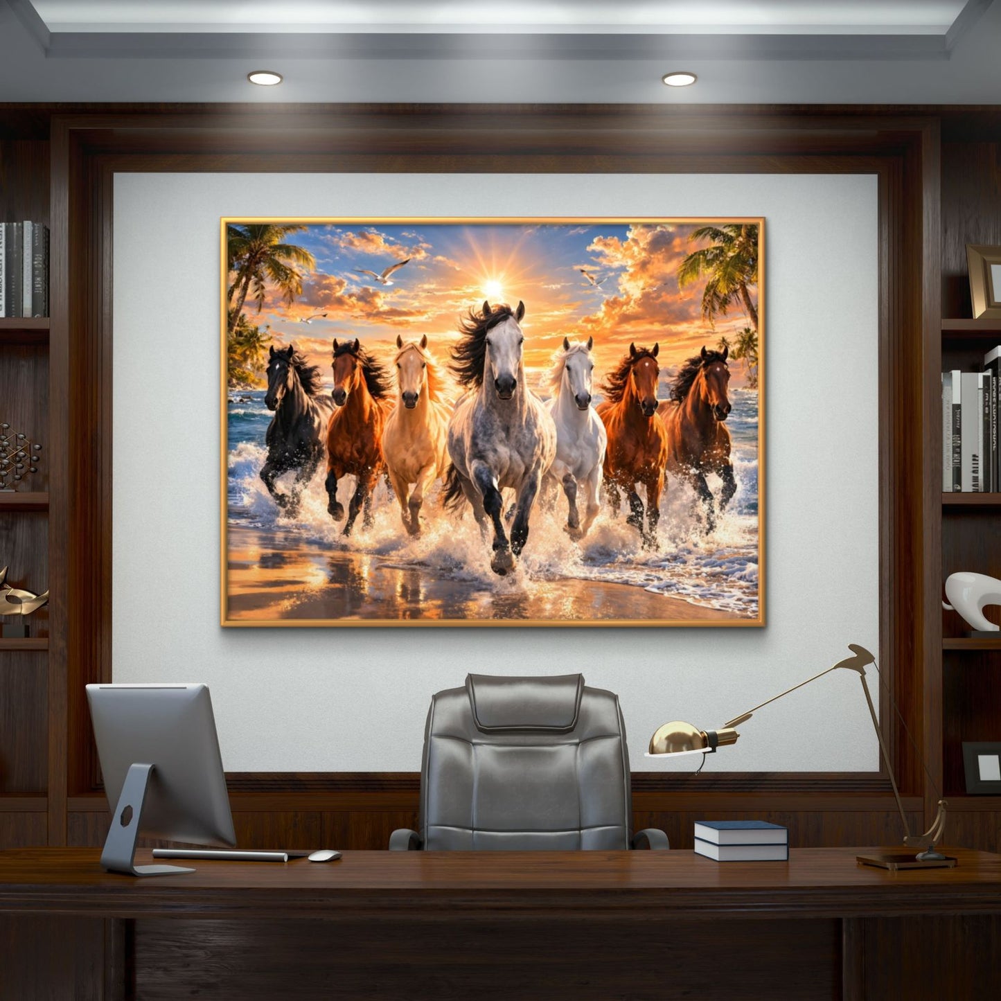 Seven Horses Vastu Premium Canvas Painting - Buy Online | Decor By Neon