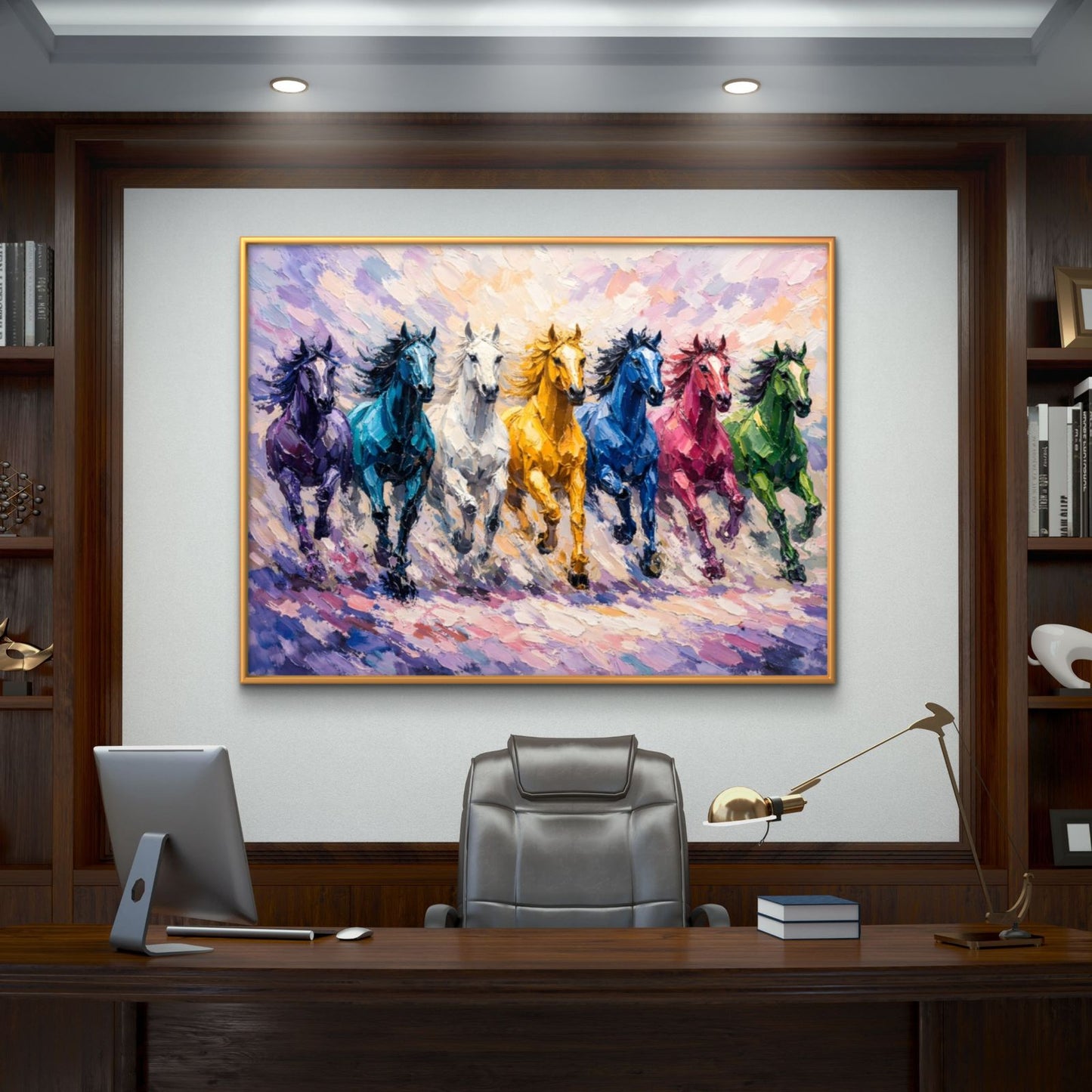 Seven Horses Vastu Premium Canvas Painting - Buy Online | Decor By Neon
