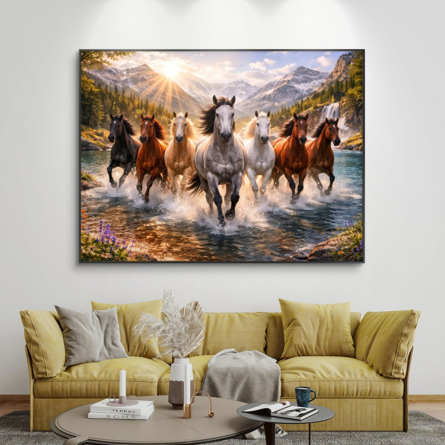 Seven Horses Vastu Premium Canvas Painting - Buy Online | Decor By Neon