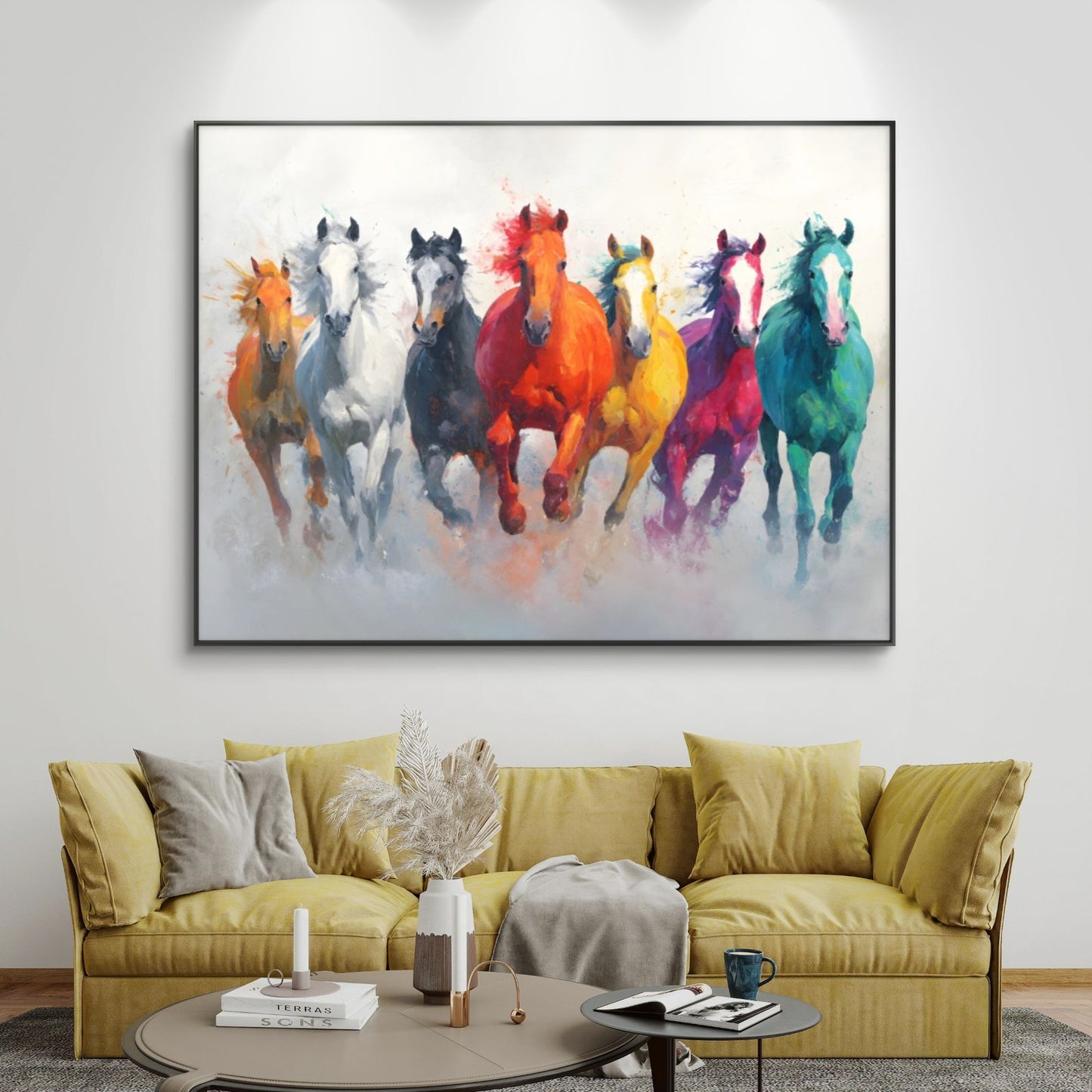 Seven Horses Vastu Premium Canvas Painting - Buy Online | Decor By Neon