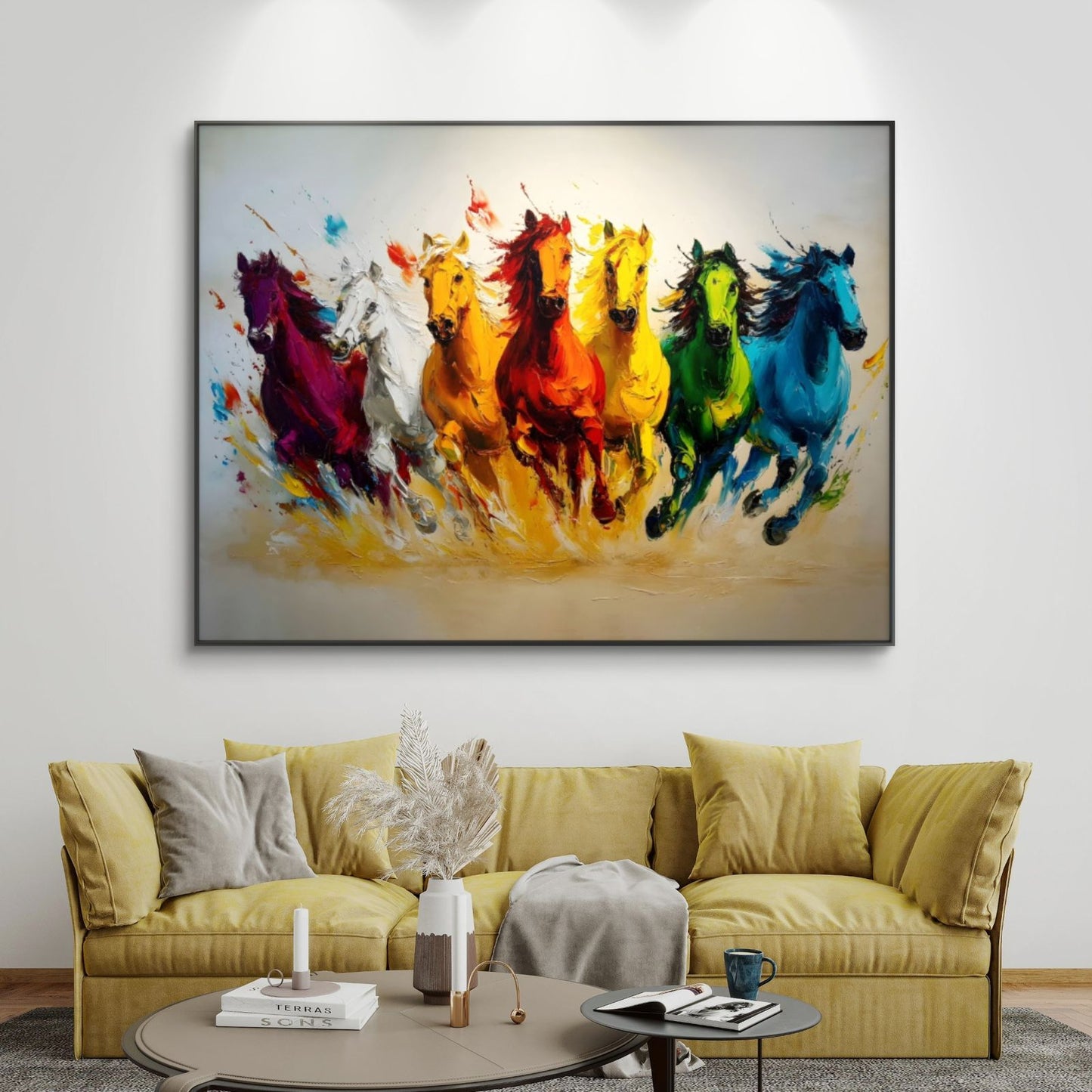 Seven Horses Vastu Premium Canvas Painting - Buy Online | Decor By Neon