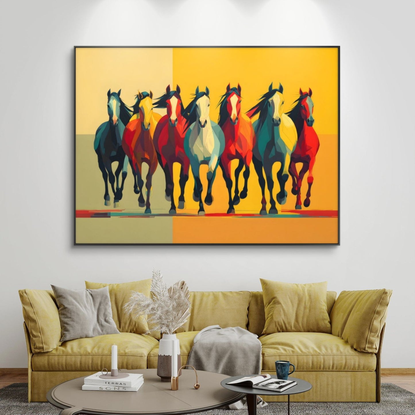 Seven Horses Vastu Premium Canvas Painting - Buy Online | Decor By Neon