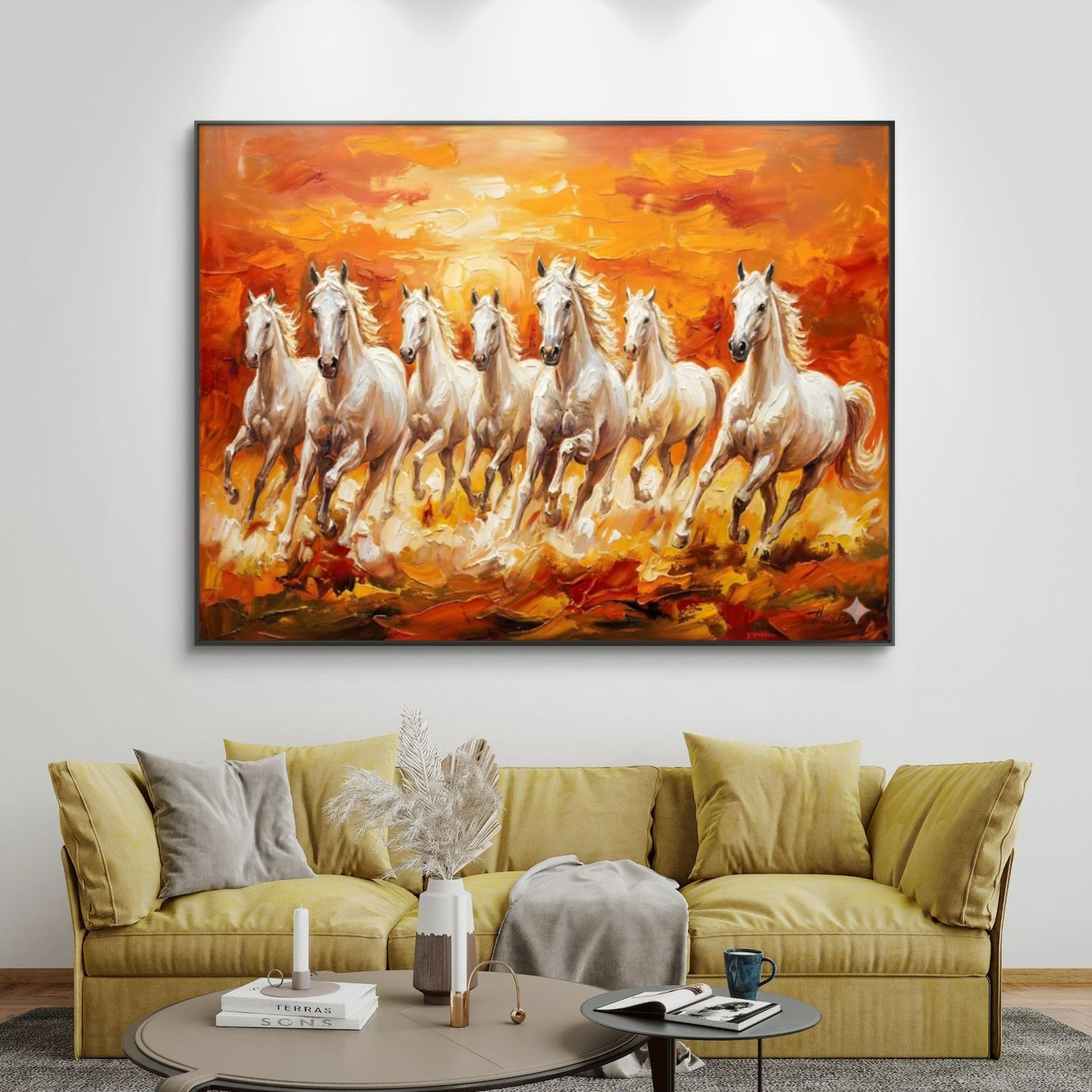 Seven Horses Vastu Premium Canvas Painting - Buy Online | Decor By Neon