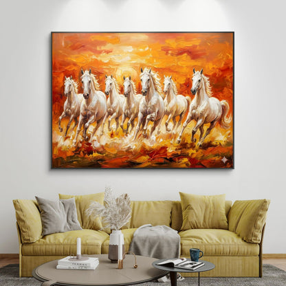 Seven Horses Vastu Premium Canvas Painting