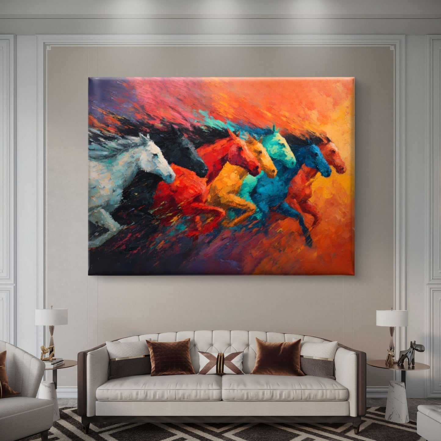 Seven Horses Vastu Premium Canvas Painting - Buy Online | Decor By Neon