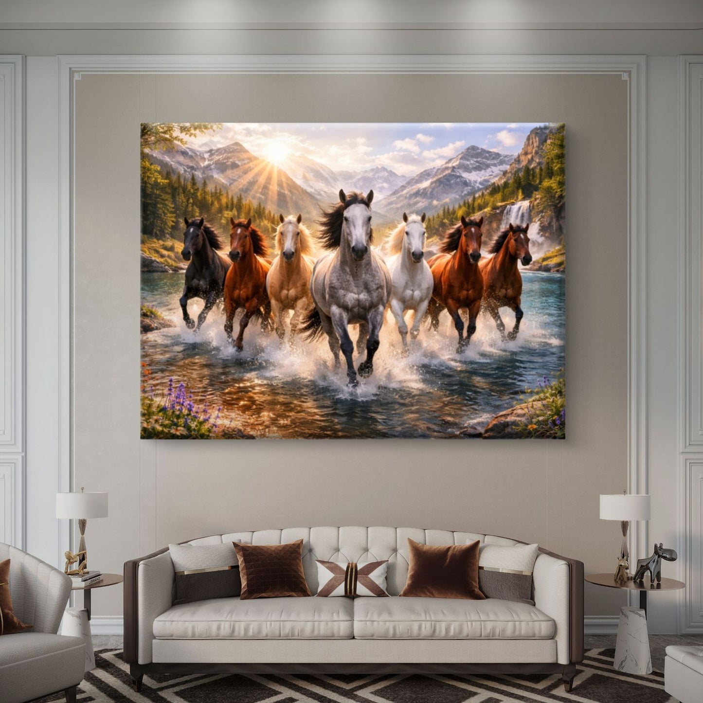 Seven Horses Vastu Premium Canvas Painting - Buy Online | Decor By Neon