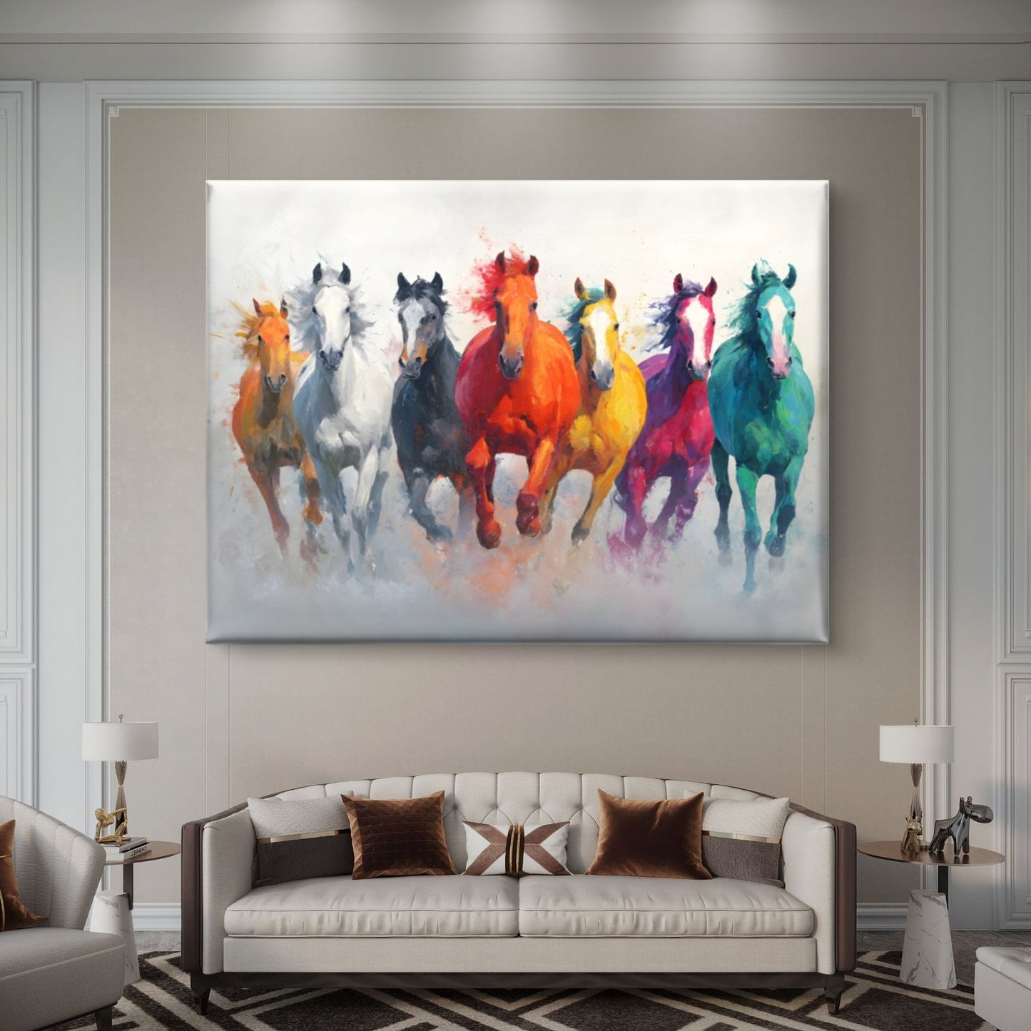 Seven Horses Vastu Premium Canvas Painting - Buy Online | Decor By Neon