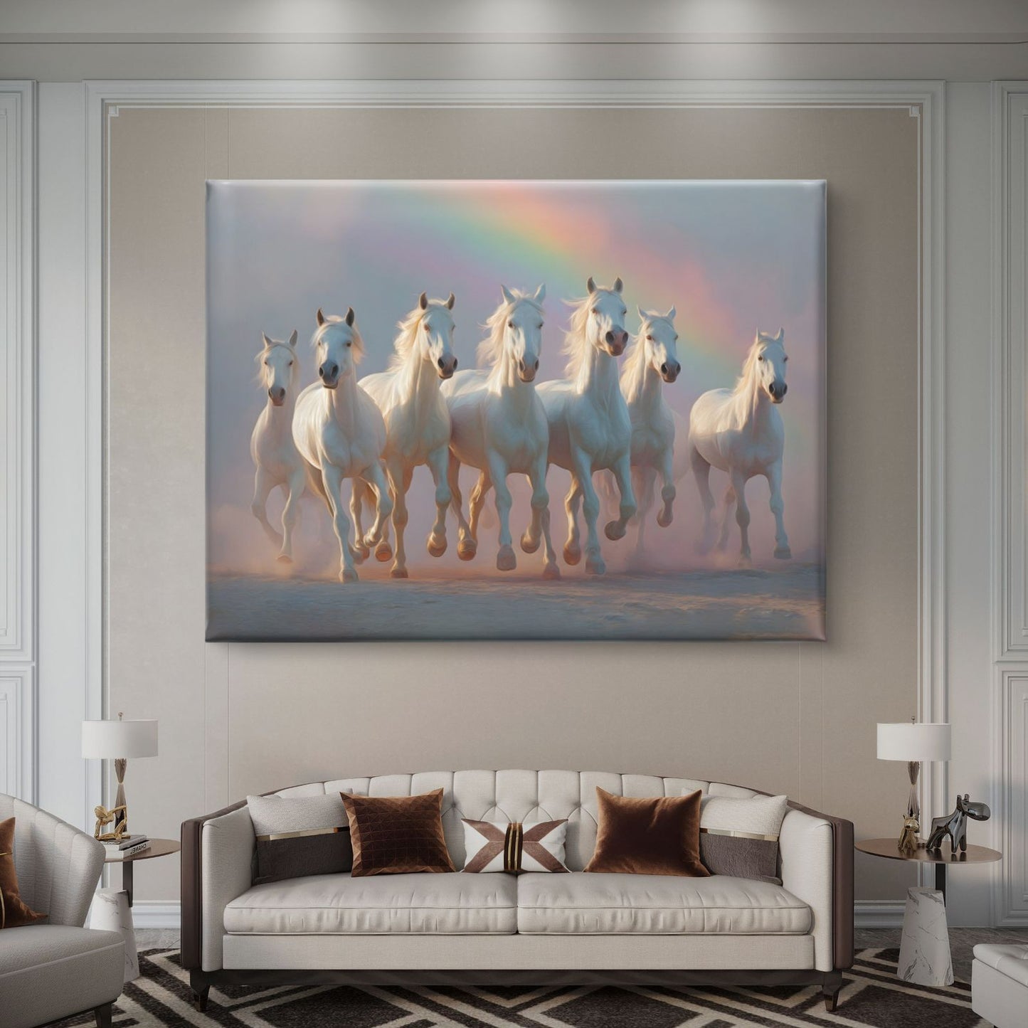 Seven Horses Vastu Premium Canvas Painting - Buy Online | Decor By Neon