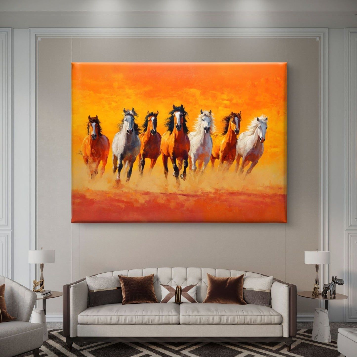 Seven Horses Vastu Premium Canvas Painting - Buy Online | Decor By Neon