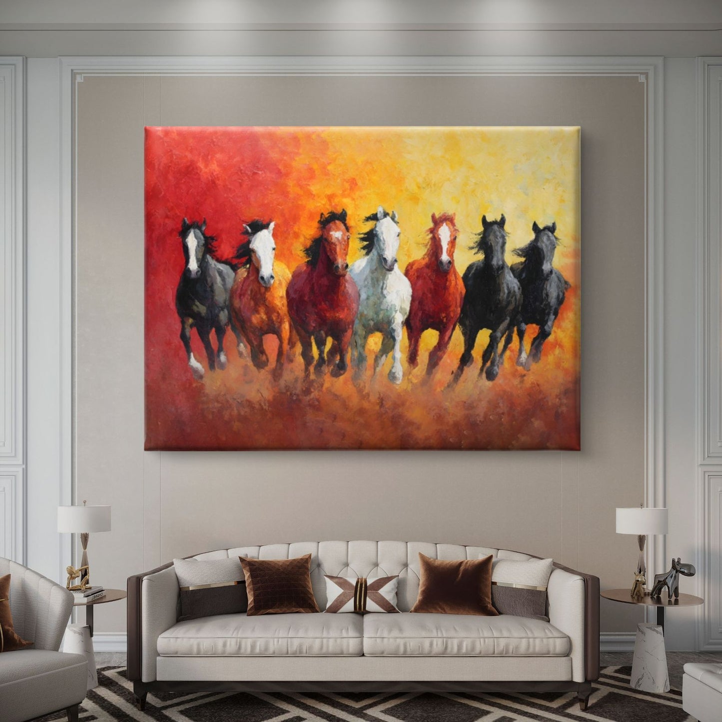 Seven Horses Vastu Premium Canvas Painting - Buy Online | Decor By Neon