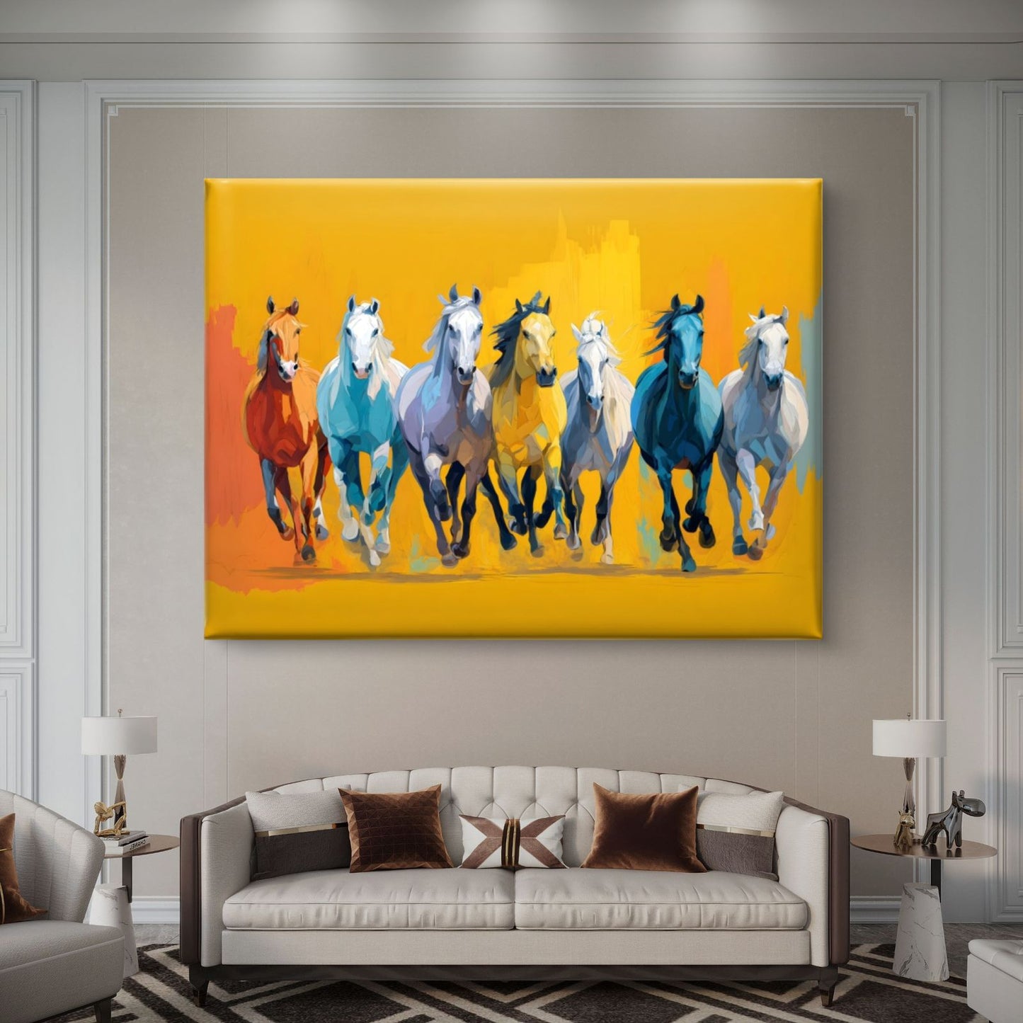 Seven Horses Vastu Premium Canvas Painting - Buy Online | Decor By Neon