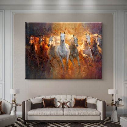 Seven Horses Vastu Premium Canvas Painting