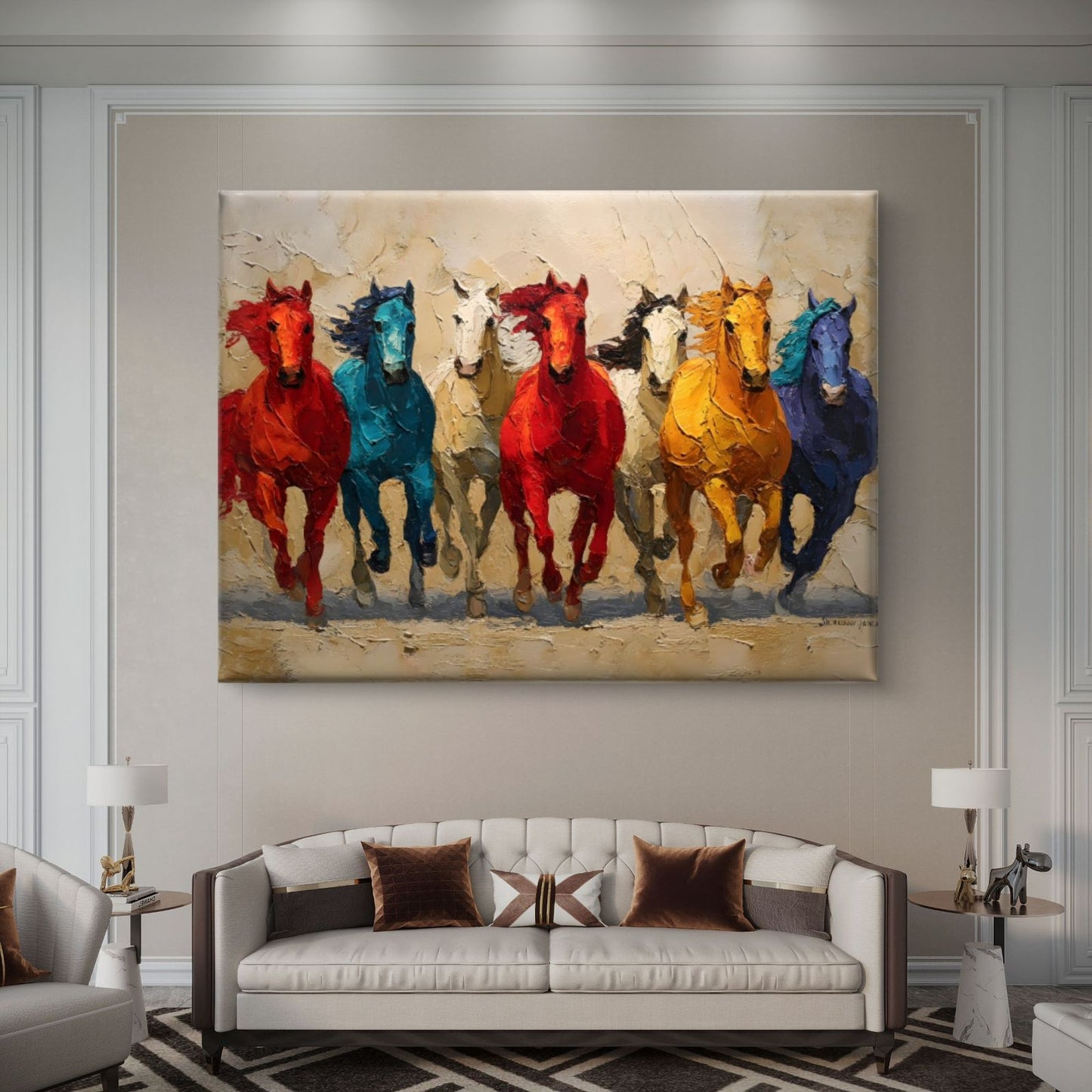 Seven Horses Vastu Premium Canvas Painting - Buy Online | Decor By Neon