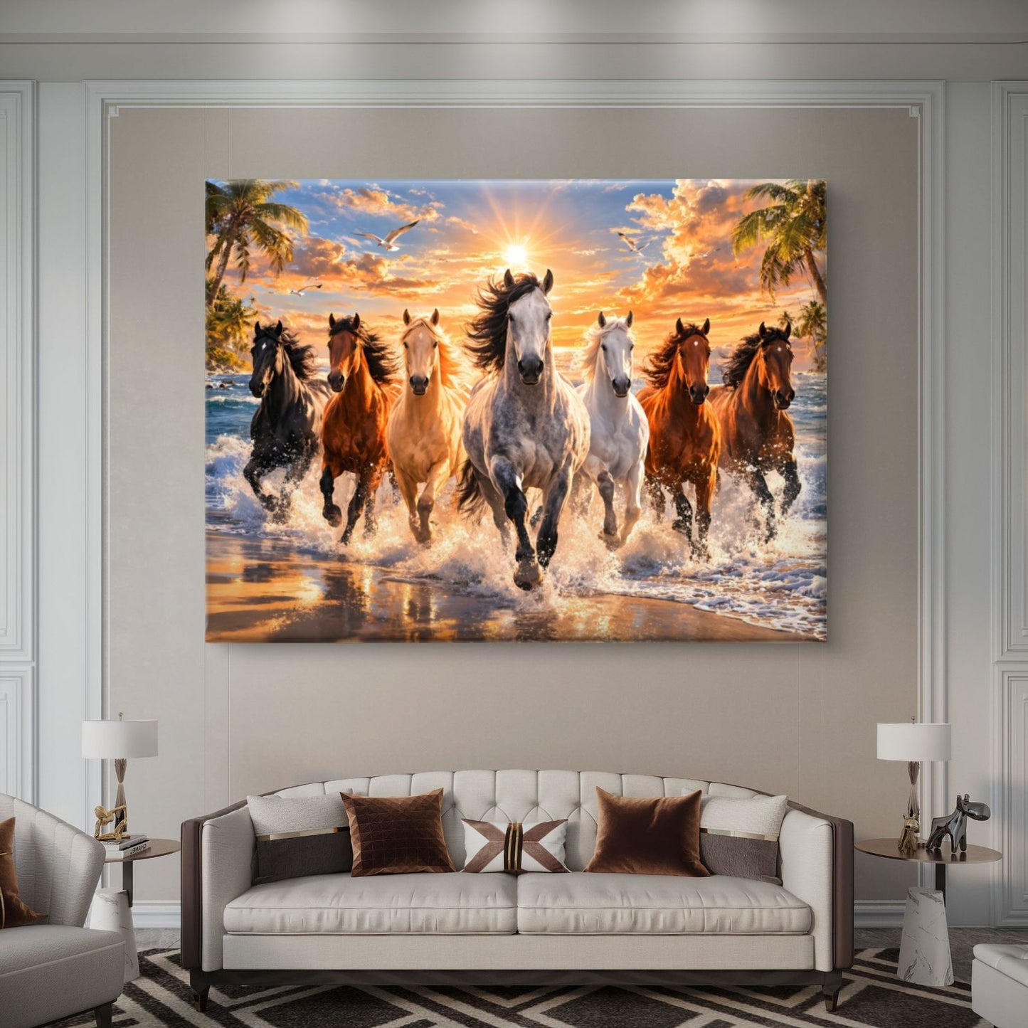 Seven Horses Vastu Premium Canvas Painting - Buy Online | Decor By Neon