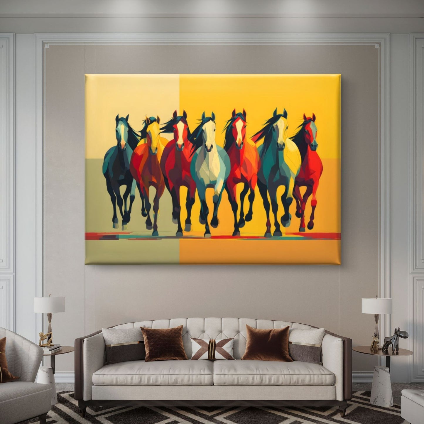 Seven Horses Vastu Premium Canvas Painting - Buy Online | Decor By Neon