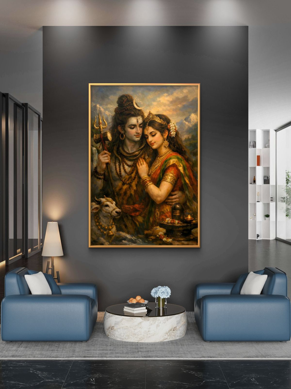 Shiva Parvati Premium Canvas Painting - Buy Online | Decor By Neon