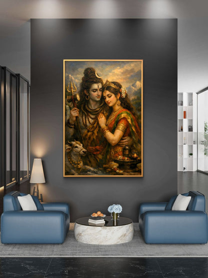 Shiva Parvati Premium Canvas Painting