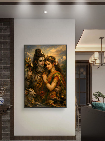 Shiva Parvati Premium Canvas Painting
