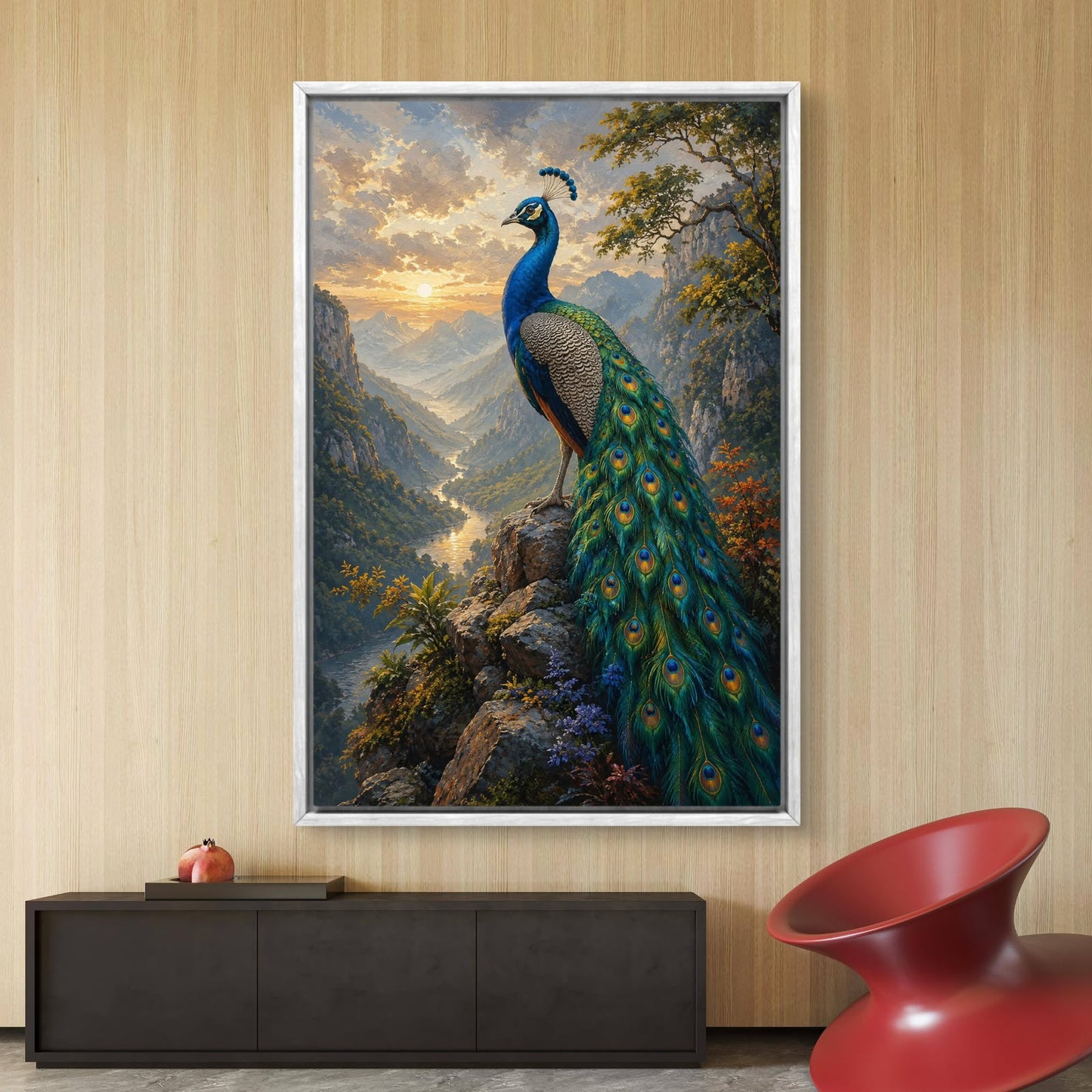Peacock Premium Canvas Painting - Buy Online | Decor By Neon