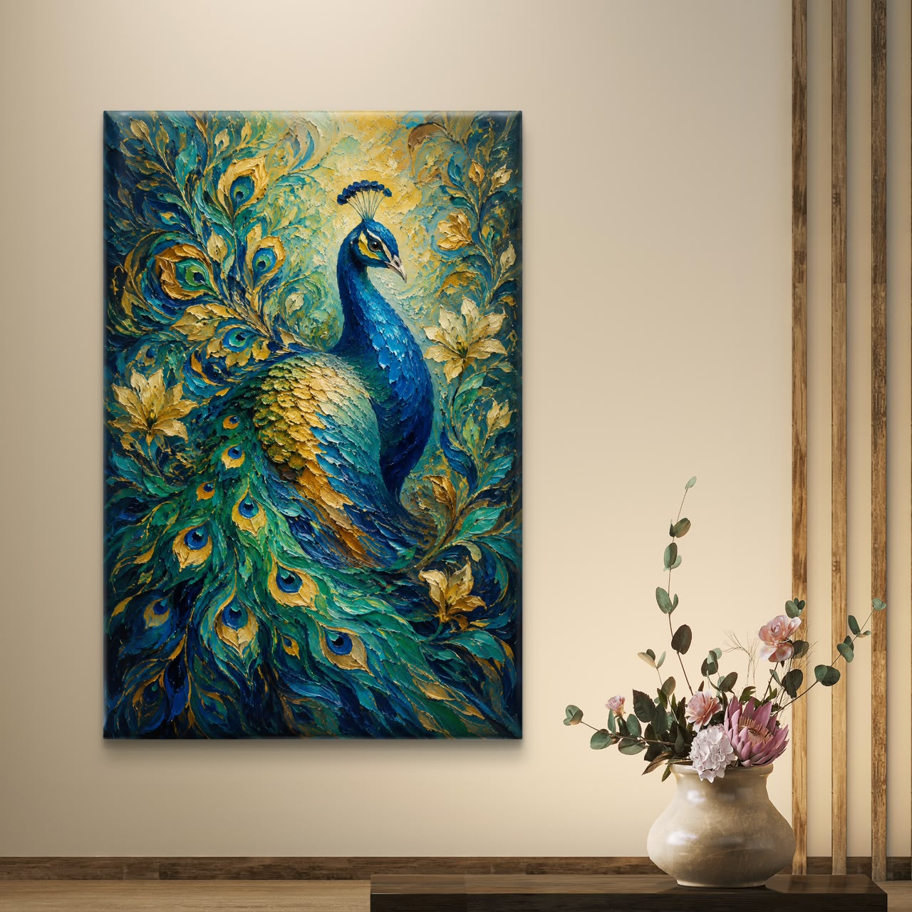 Peacock Premium Canvas Painting - Buy Online | Decor By Neon