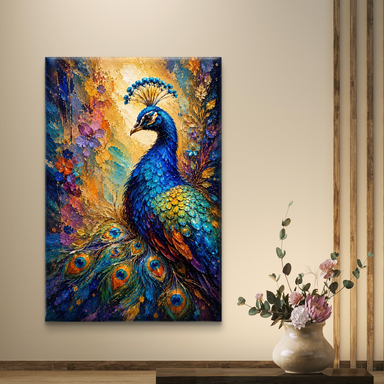 Peacock Premium Canvas Painting - Buy Online | Decor By Neon
