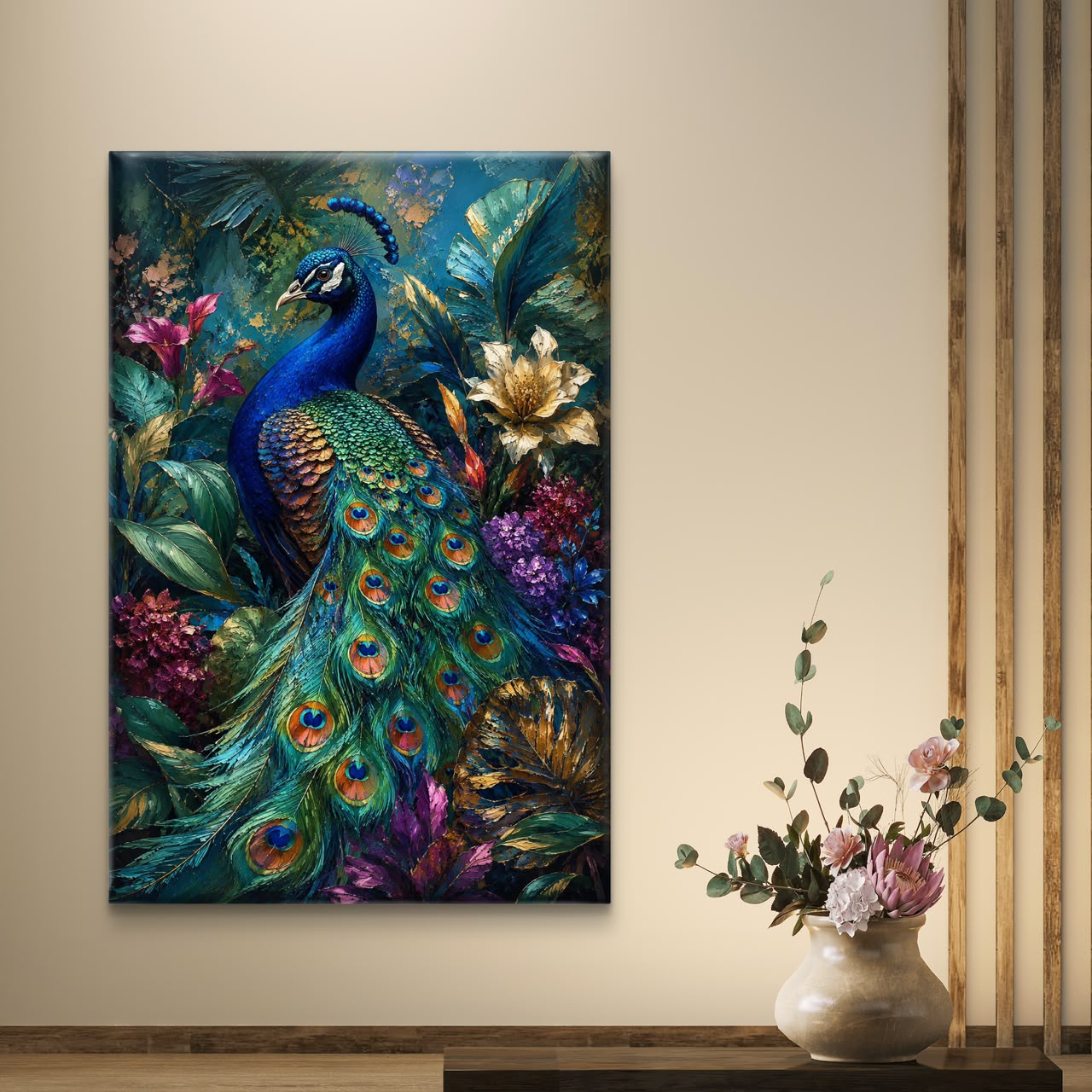 Peacock Premium Canvas Painting - Buy Online | Decor By Neon
