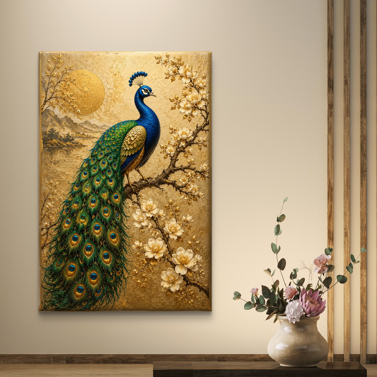 Peacock Premium Canvas Painting - Buy Online | Decor By Neon