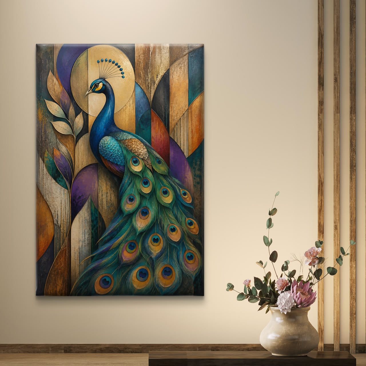 Peacock Premium Canvas Painting - Buy Online | Decor By Neon