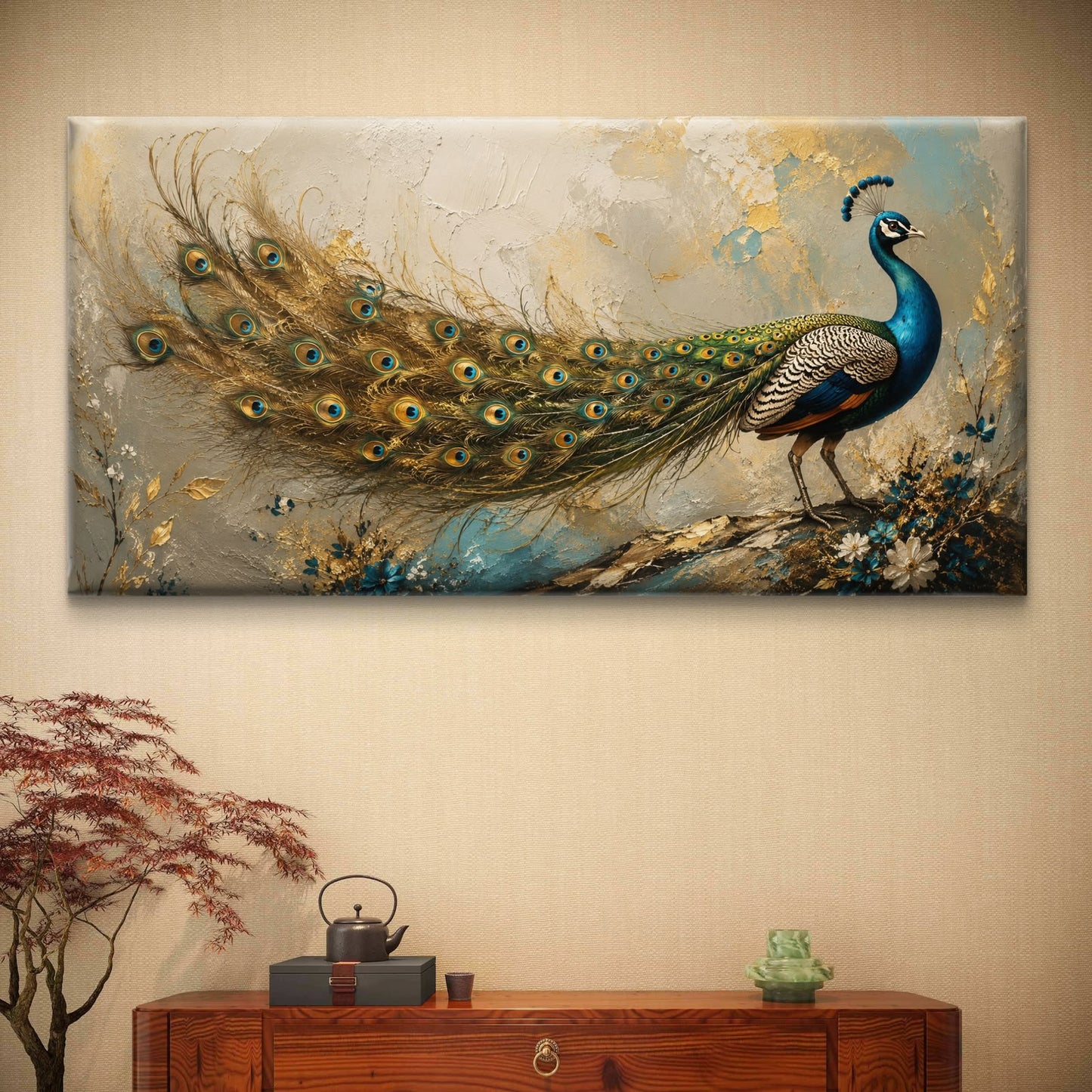 Peacock Premium Canvas Painting - Buy Online | Decor By Neon