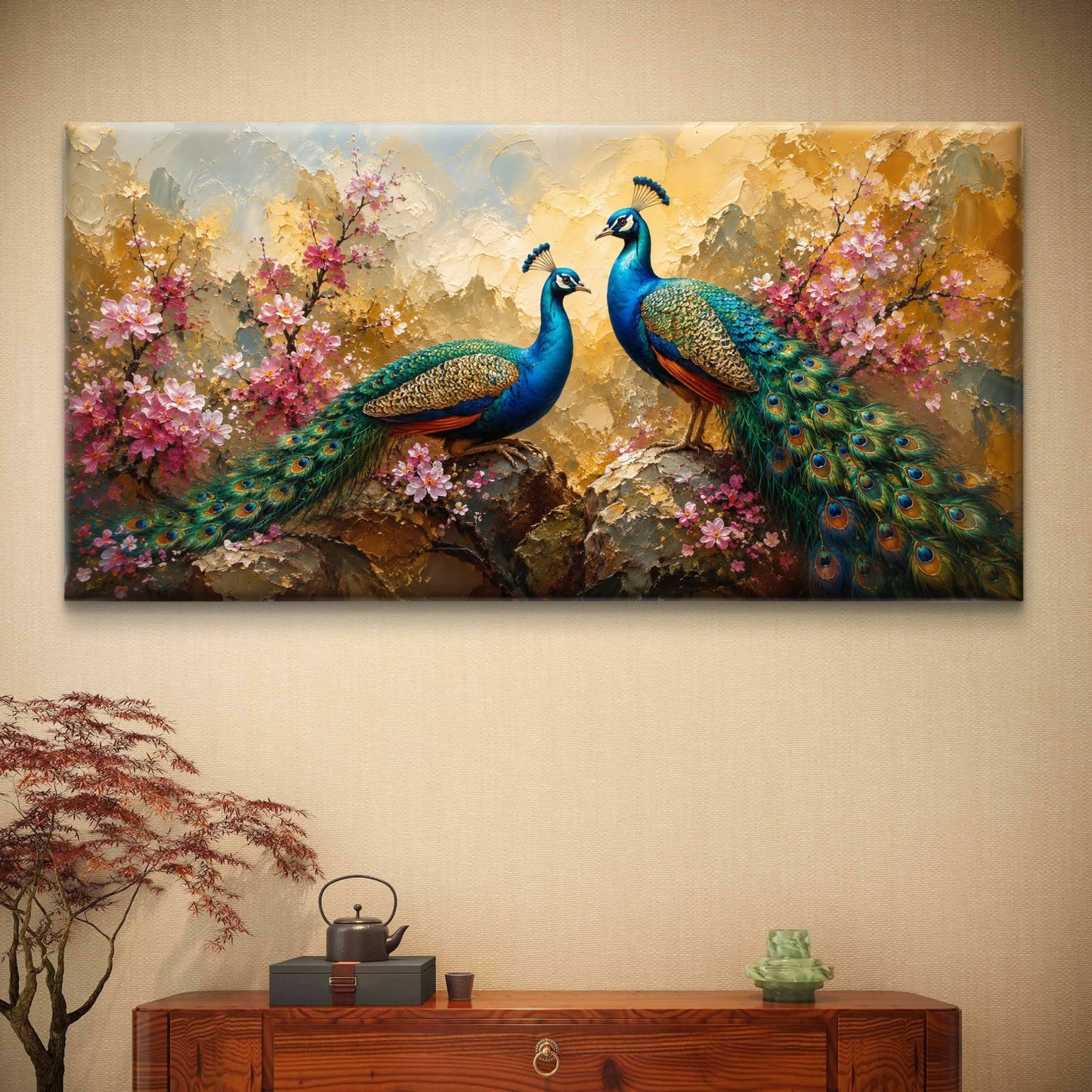 Peacock Premium Canvas Painting - Buy Online | Decor By Neon
