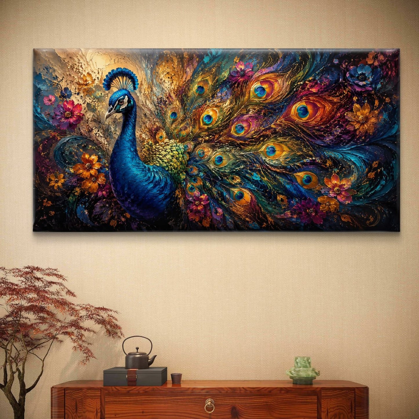 Peacock Premium Canvas Painting - Buy Online | Decor By Neon