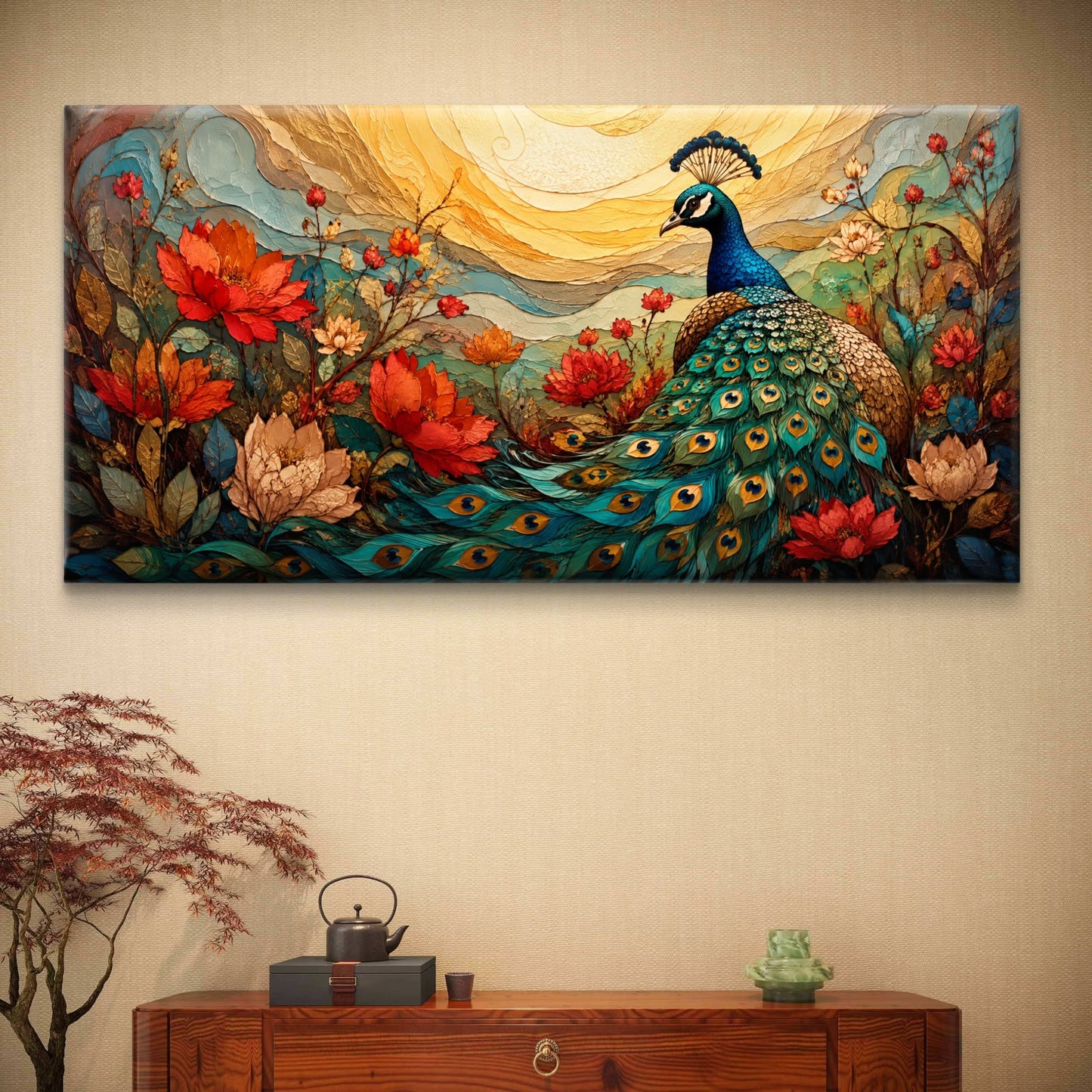 Peacock Premium Canvas Painting - Buy Online | Decor By Neon