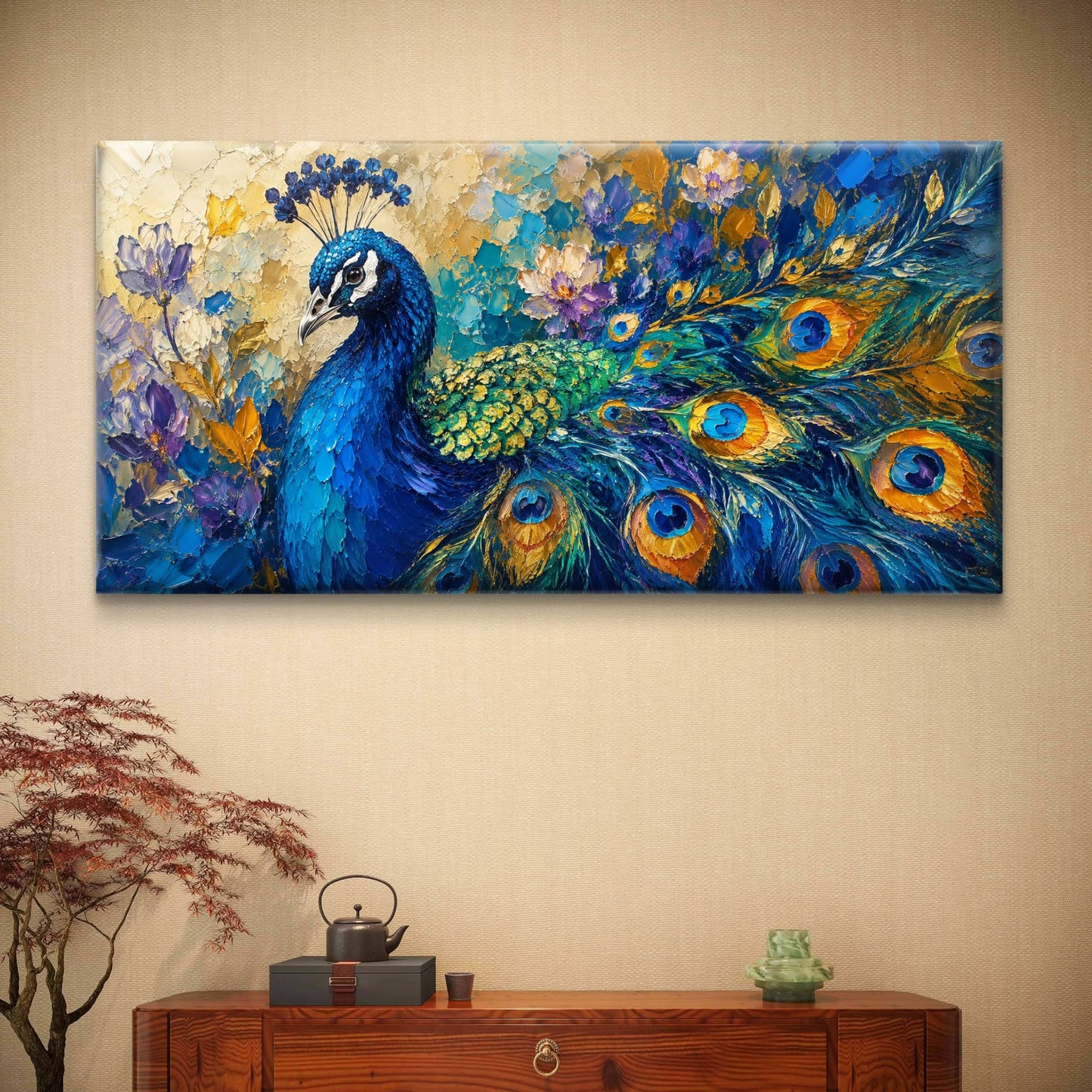 Peacock Premium Canvas Painting - Buy Online | Decor By Neon
