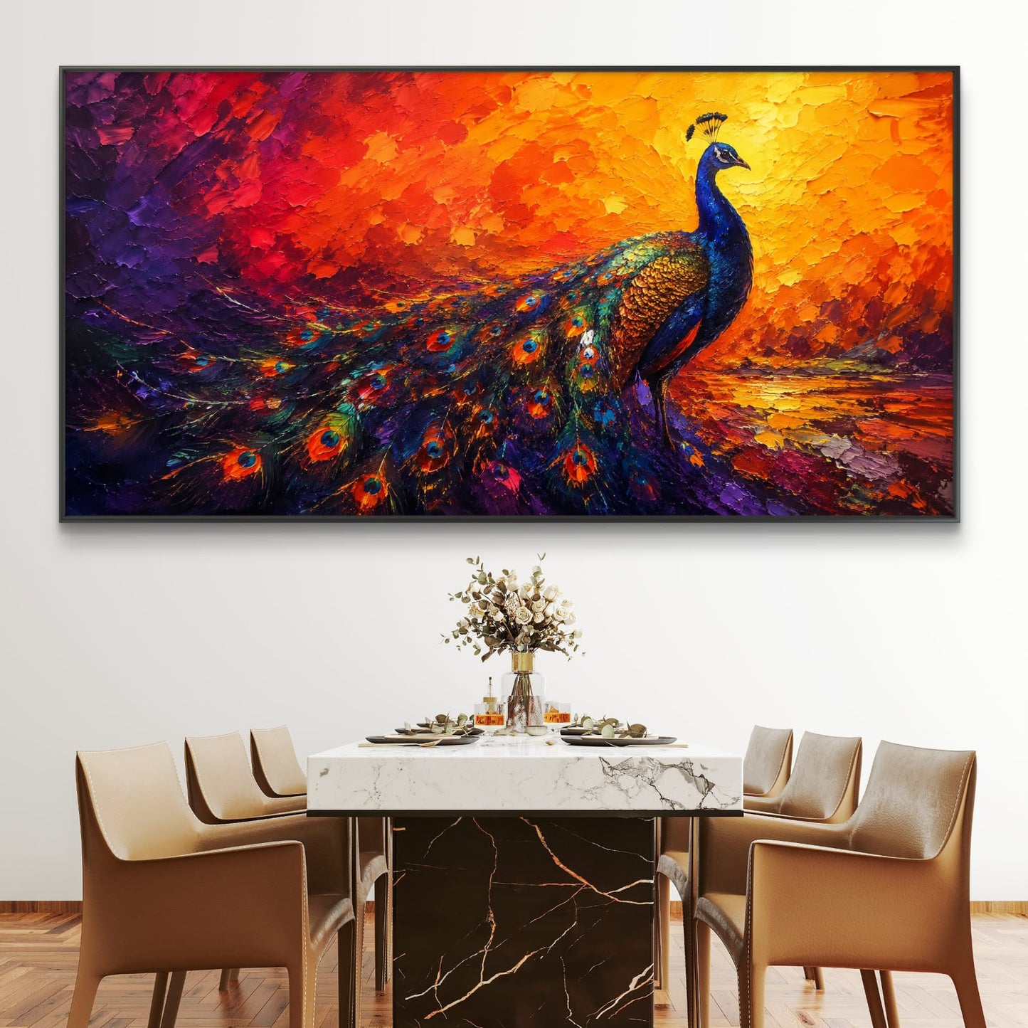 Peacock Premium Canvas Painting - Buy Online | Decor By Neon