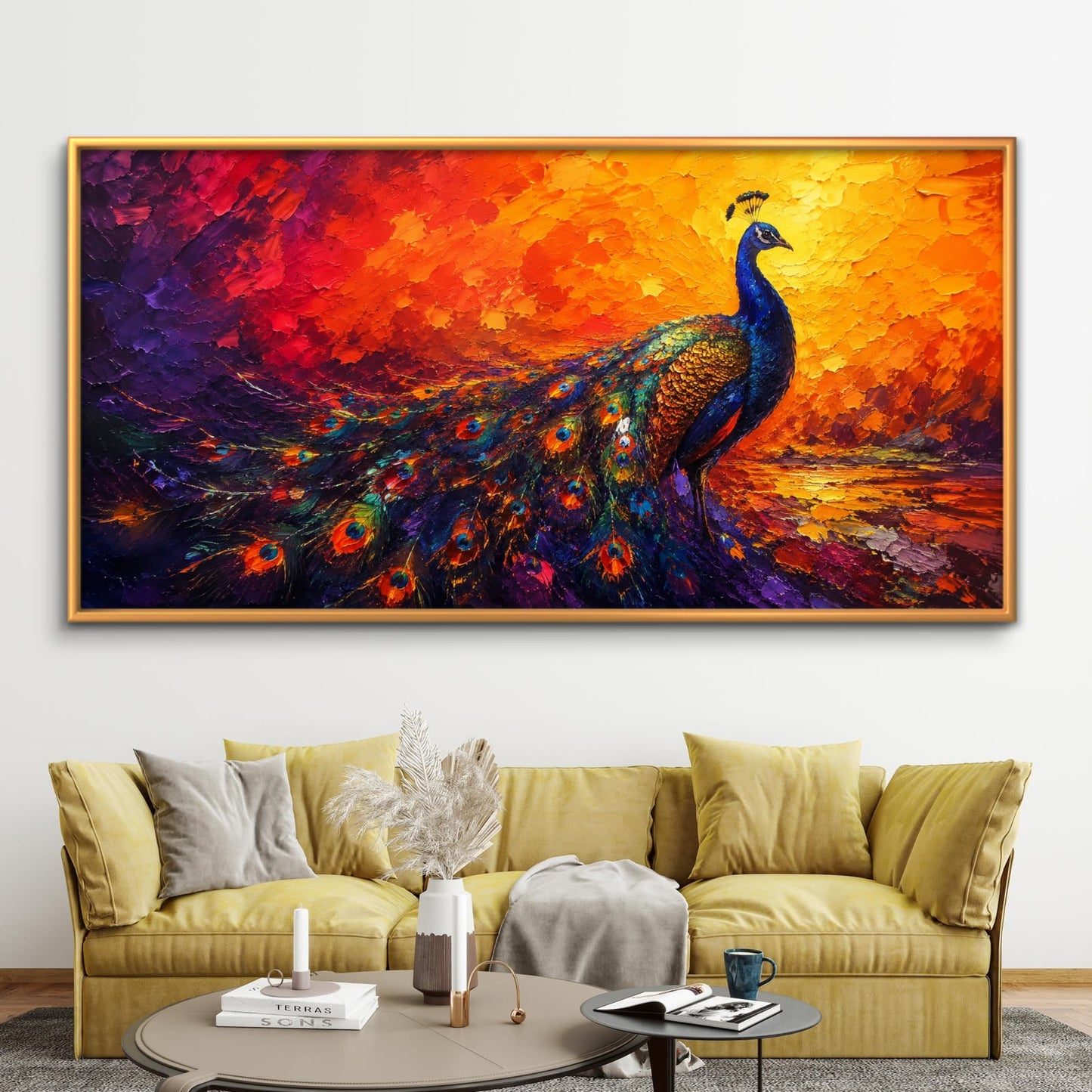Peacock Premium Canvas Painting - Buy Online | Decor By Neon